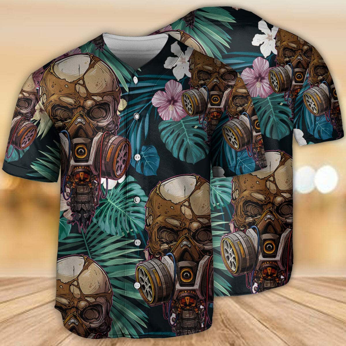 Skull Style Lover And Tropical Leaves Baseball Jersey Skull Style Lover And Tropical Leaves Baseball Jersey