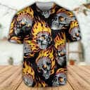 Skull Cool On Fire Baseball Jersey Sports Gift For Dad Skull Cool On Fire Baseball Jersey Sports Gift For Dad