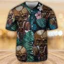 Skull Style Lover And Tropical Leaves Baseball Jersey Skull Style Lover And Tropical Leaves Baseball Jersey
