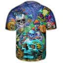 Skull Mushroom Hippie Die Once Live Forever Baseball Jersey