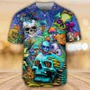 Skull Mushroom Hippie Die Once Live Forever Baseball Jersey