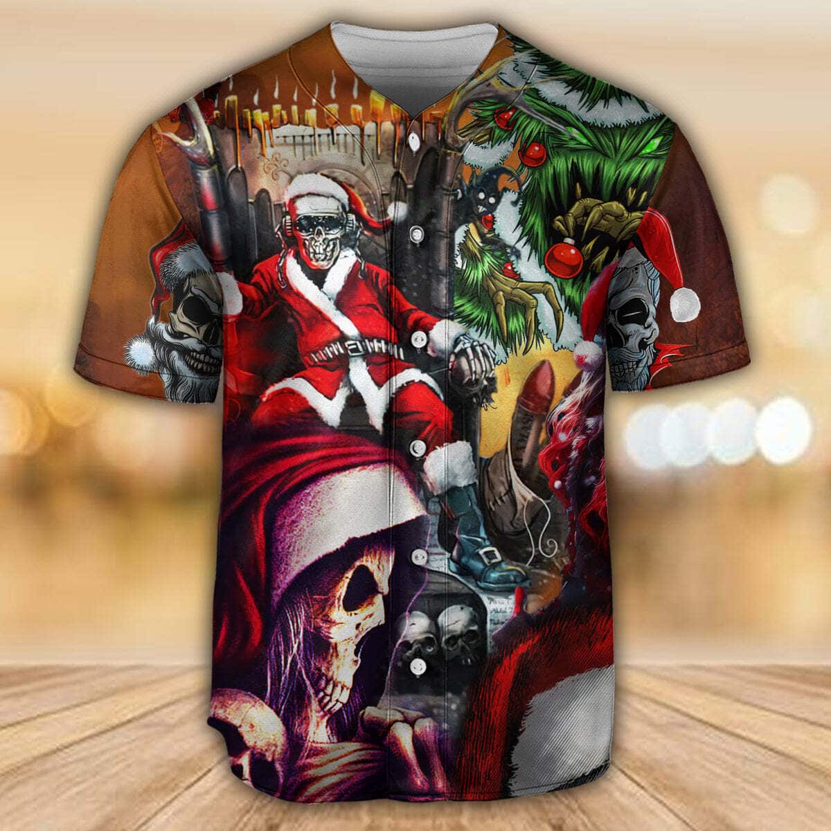 Skull Santa Claus Christmas Cool Style Baseball Jersey