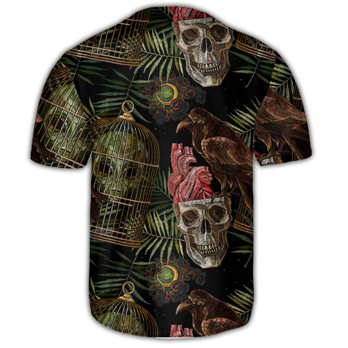 Skull Alien Tropical Leaf Baseball Jersey Gift For Him Skull Alien Tropical Leaf Baseball Jersey Gift For Him