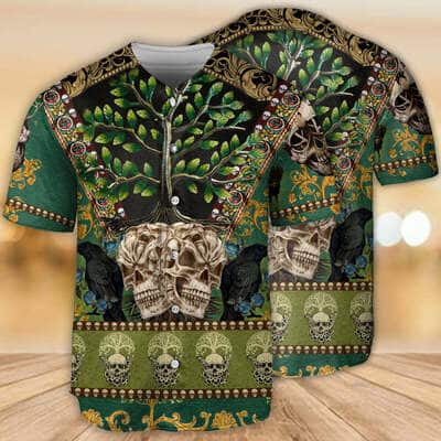 Skull Baseball Jersey Trees Pattern Gift For Son From Mom