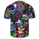 Skull Painting Colorful Mix Baseball Jersey Gift For Son Birthday