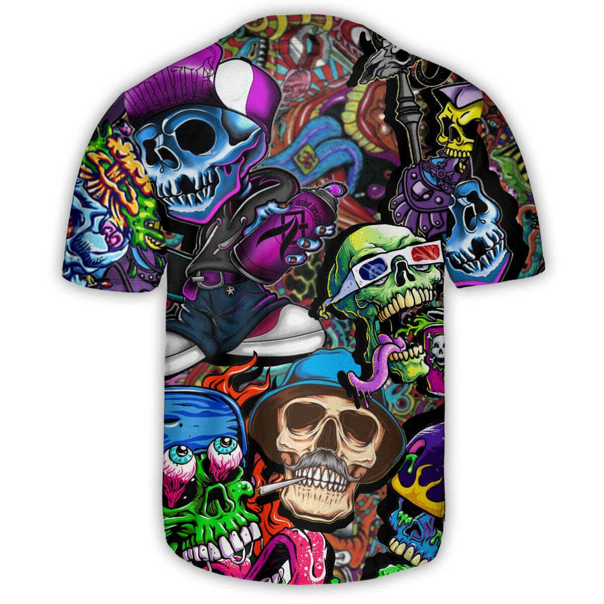 Skull Painting Colorful Mix Baseball Jersey Gift For Son Birthday Skull Painting Colorful Mix Baseball Jersey Gift For Son Birthday