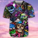 Skull Painting Colorful Mix Baseball Jersey Gift For Son Birthday