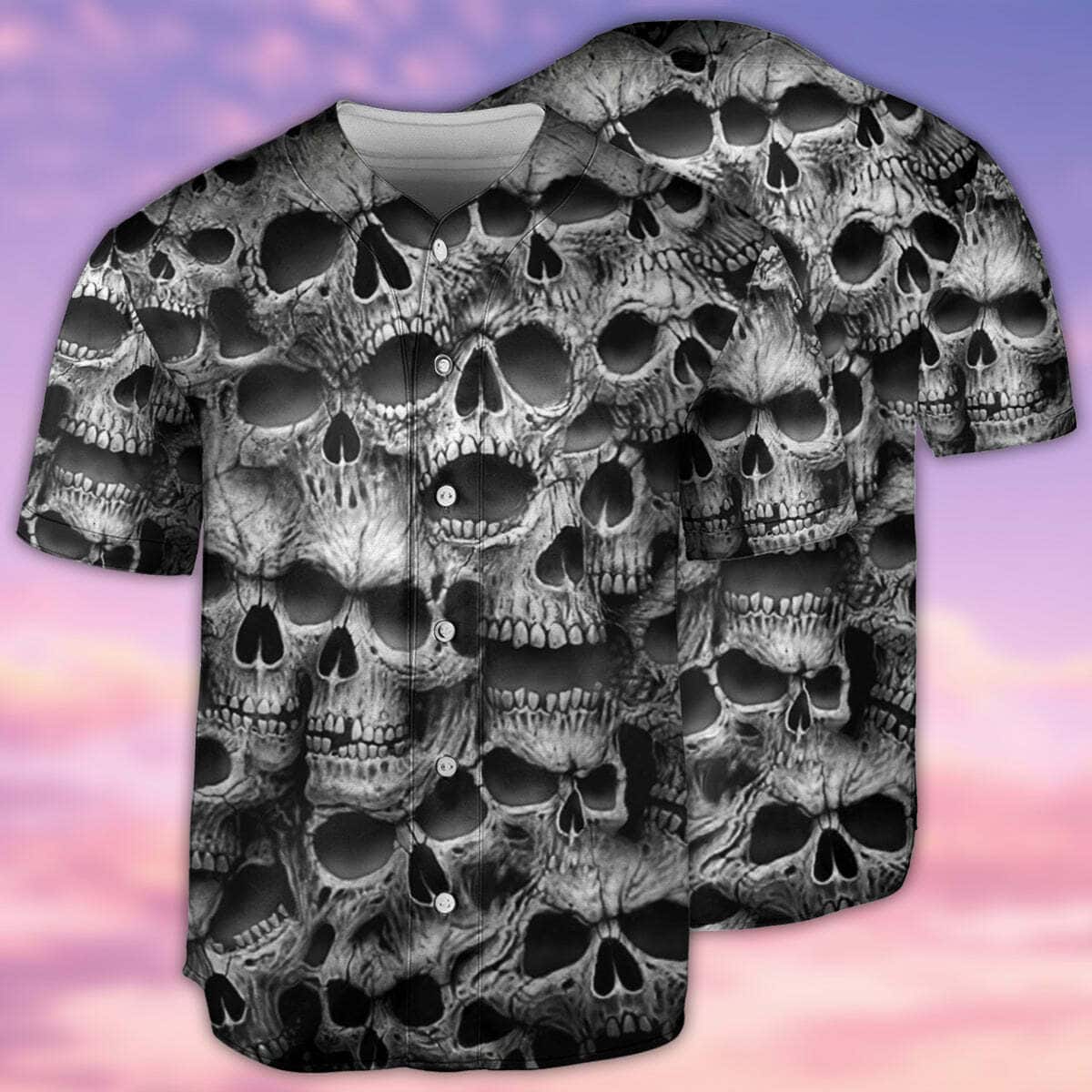 Black Skull No Fear No Pain Baseball Jersey Gift For Sporty Friend Black Skull No Fear No Pain Baseball Jersey Gift For Sporty Friend