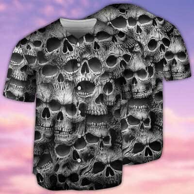 Black Skull No Fear No Pain Baseball Jersey Gift For Sporty Friend