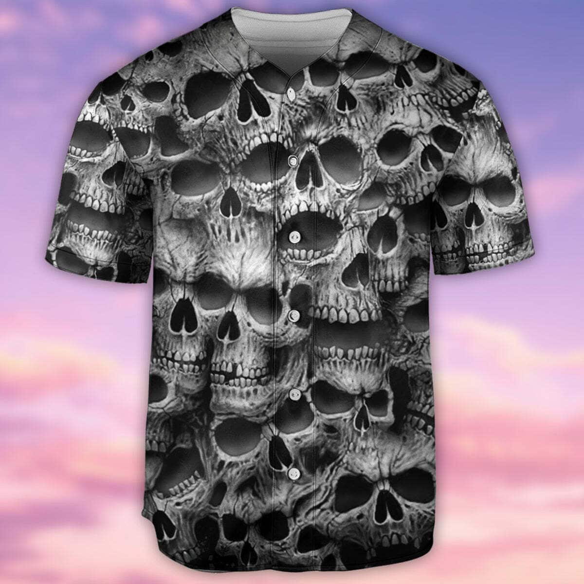 Black Skull No Fear No Pain Baseball Jersey Gift For Sporty Friend