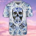 Skull Love Floral Baseball Jersey Gift For Friend