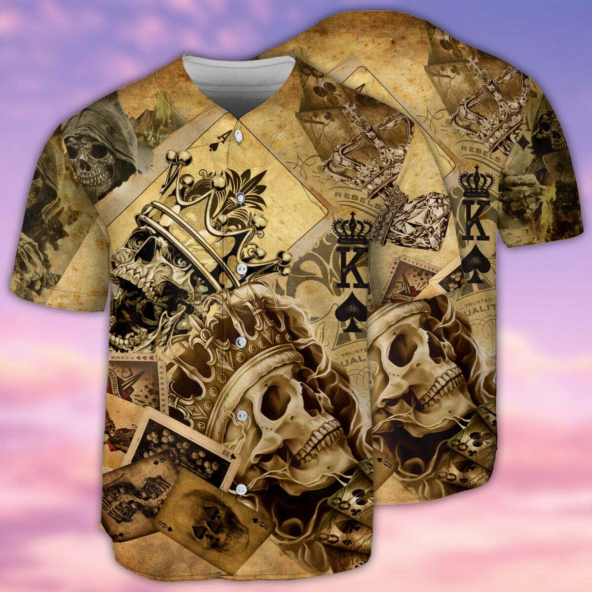 Skull Poker Baseball Jersey Gift For Husband Skull Poker Baseball Jersey Gift For Husband