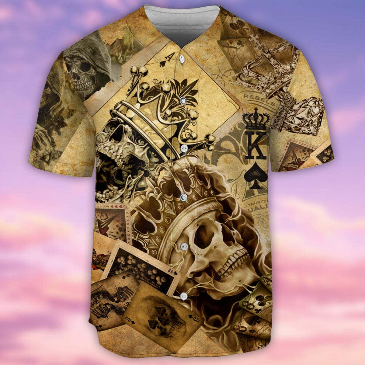 Skull Poker Baseball Jersey Gift For Husband