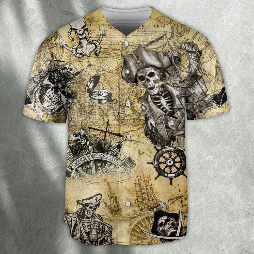 Skull Save A Ship Ride A Pirate Baseball Jersey Skull Save A Ship Ride A Pirate Baseball Jersey