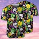 Skull Baseball Jersey Tropical Palm Leaves Gift For Best Friend