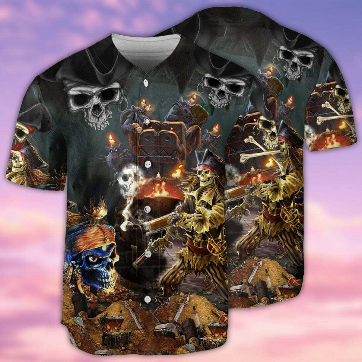 Skull Pirate Baseball Jersey Gift For Son Skull Pirate Baseball Jersey Gift For Son
