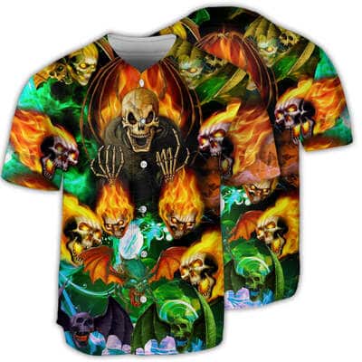 Skull With Bat Wings Baseball Jersey Gift For Husband Skull With Bat Wings Baseball Jersey Gift For Husband