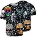 Skull Shiny Diamond Baseball Jersey Gift For Best Friend