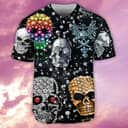 Skull Shiny Diamond Baseball Jersey Gift For Best Friend