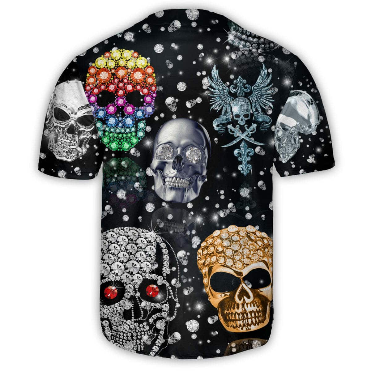 Skull Shiny Diamond Baseball Jersey Gift For Best Friend Skull Shiny Diamond Baseball Jersey Gift For Best Friend