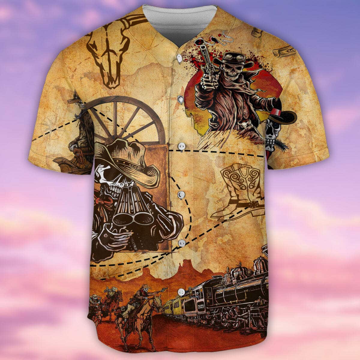 Cowboy Skull Baseball Jersey Gift For Son Cowboy Skull Baseball Jersey Gift For Son