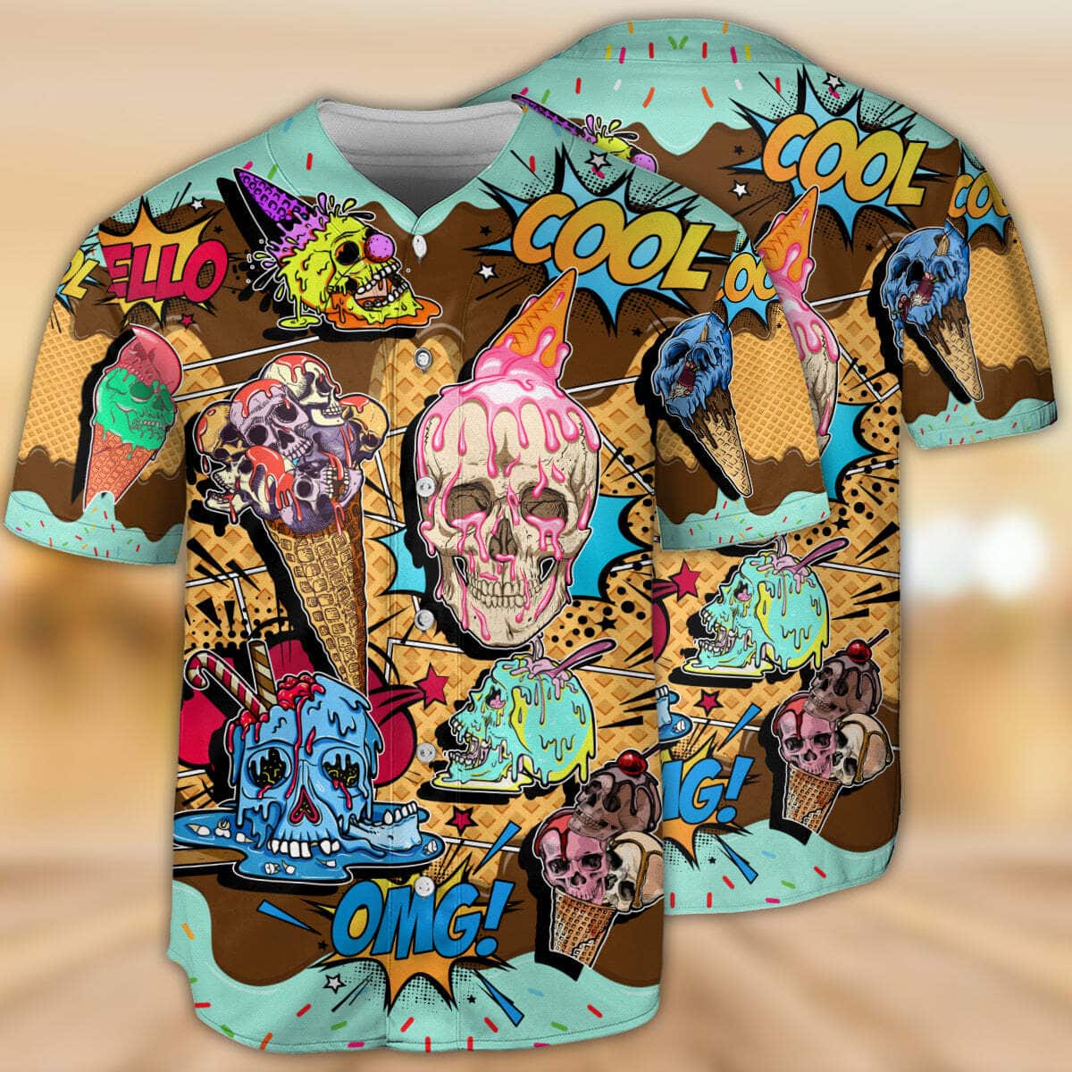 Skull Ice Cream Baseball Jersey Gift For Son From Father Skull Ice Cream Baseball Jersey Gift For Son From Father