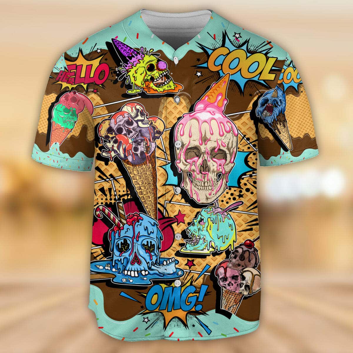 Skull Ice Cream Baseball Jersey Gift For Son From Father Skull Ice Cream Baseball Jersey Gift For Son From Father