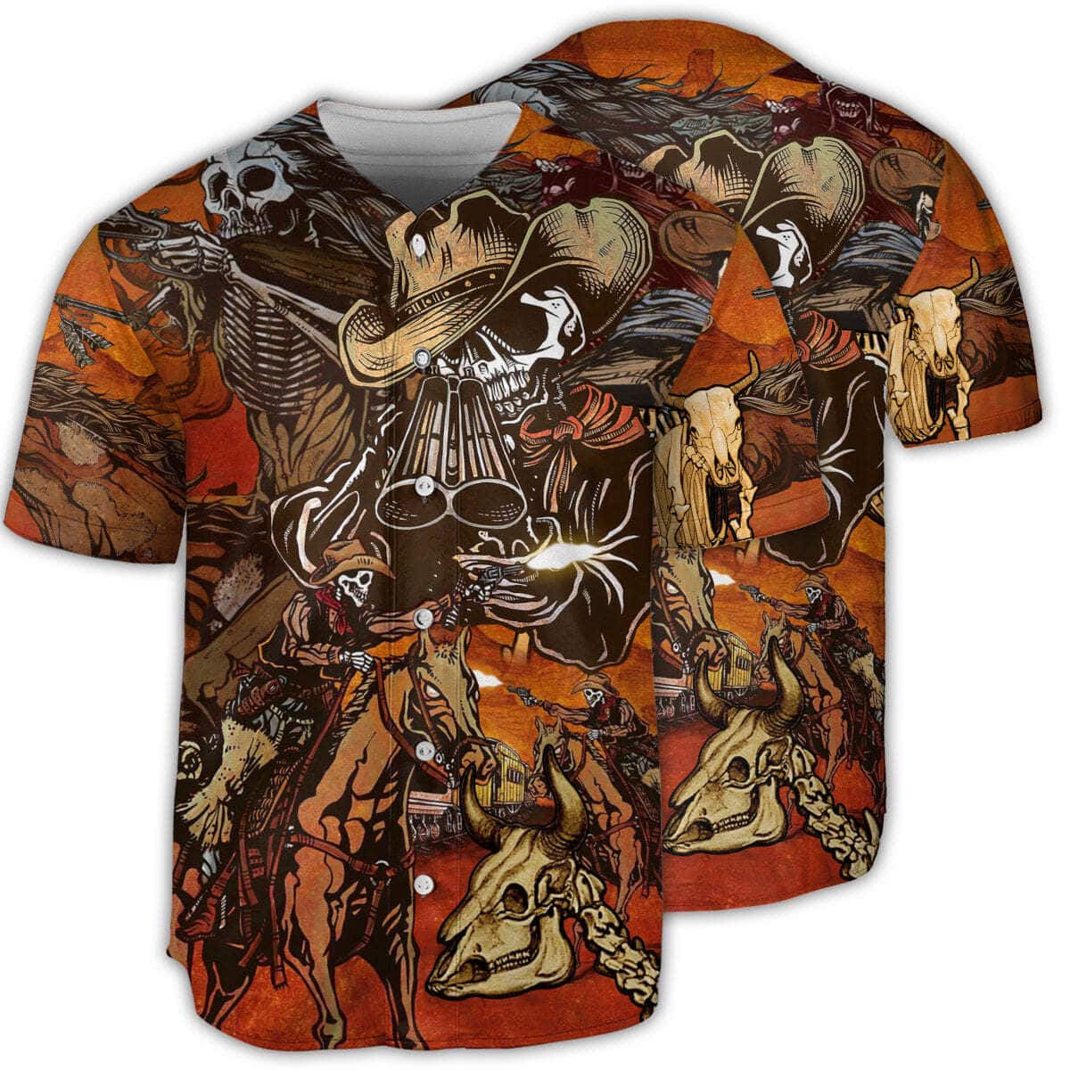 Cowboy Skull Baseball Jersey Gift For Son From Dad Cowboy Skull Baseball Jersey Gift For Son From Dad