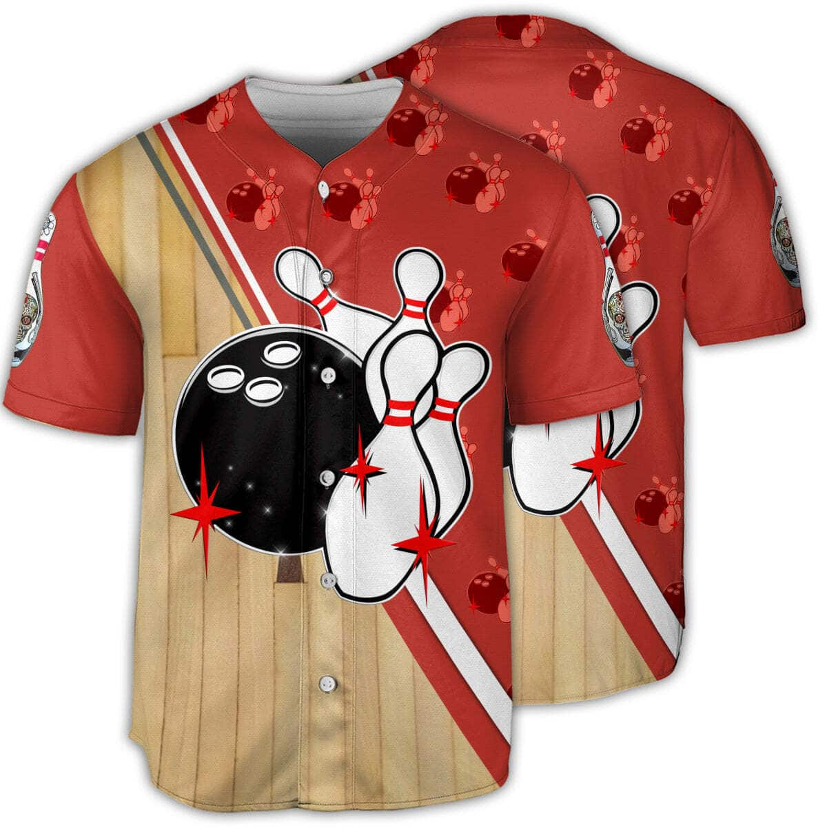 Bowling Ball Skull Baseball Jersey Gift For Sporty Husband