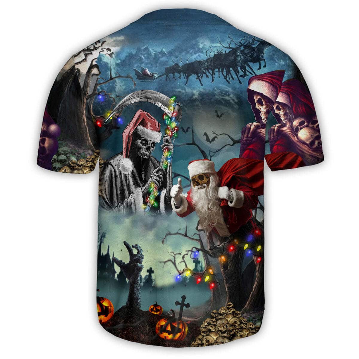 Skull Christmas Santa Claus Baseball Jersey Gift For Sport Fans Skull Christmas Santa Claus Baseball Jersey Gift For Sport Fans
