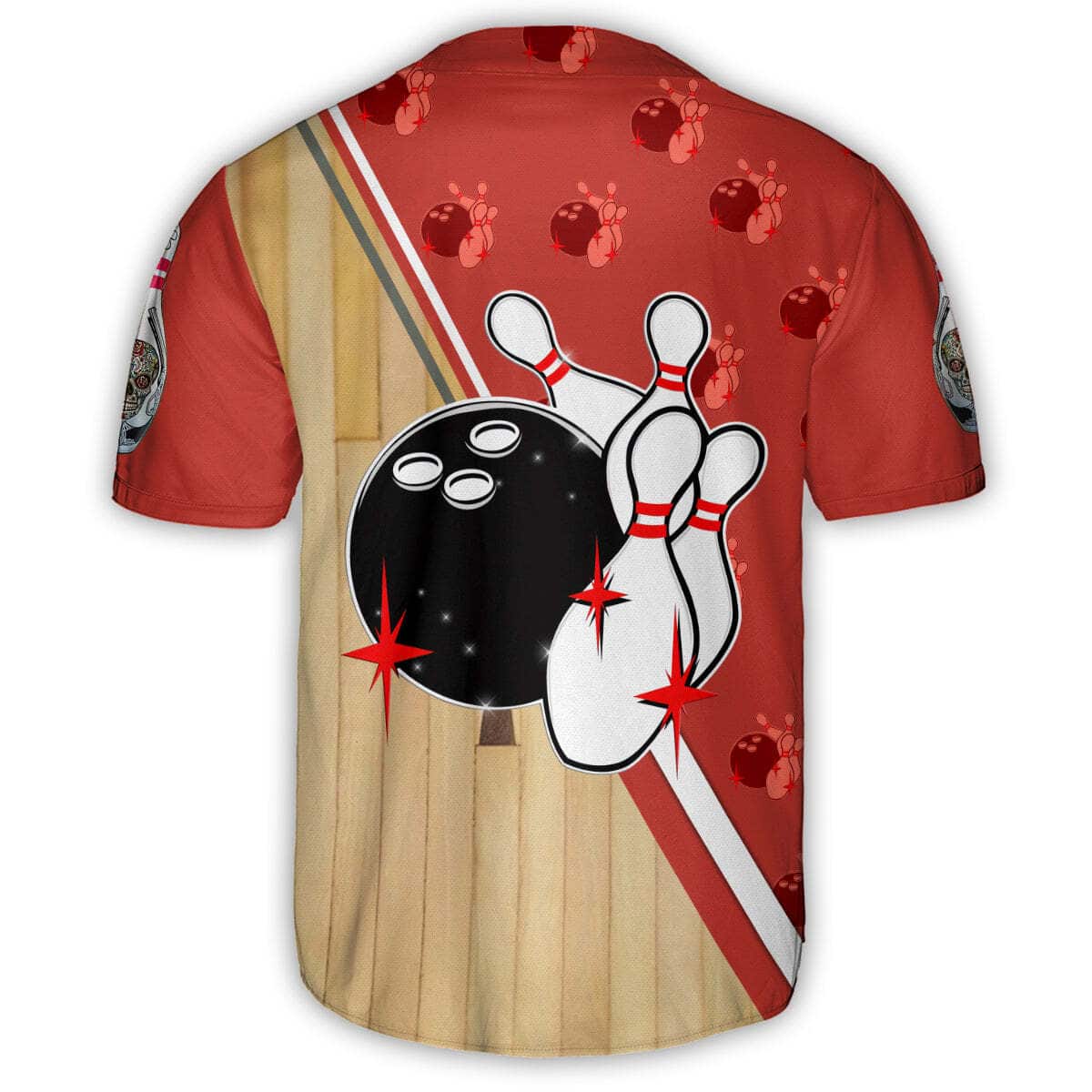 Bowling Ball Skull Baseball Jersey Gift For Sporty Husband Bowling Ball Skull Baseball Jersey Gift For Sporty Husband