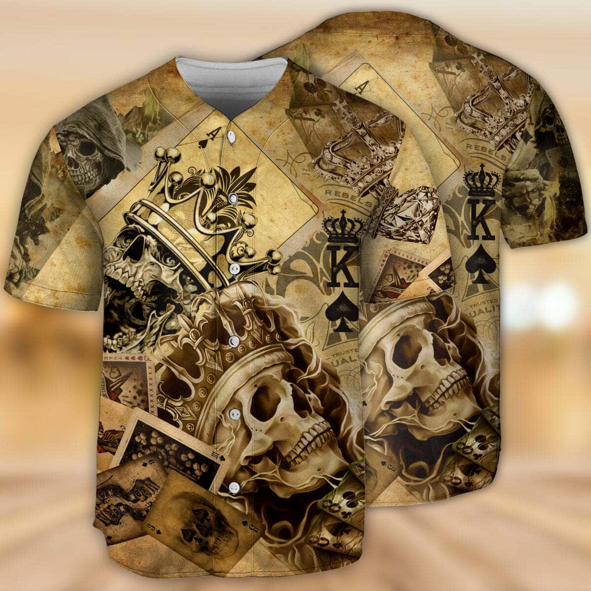 Skull Amazing Ace Gambling Baseball Jersey Gift For Best Friend