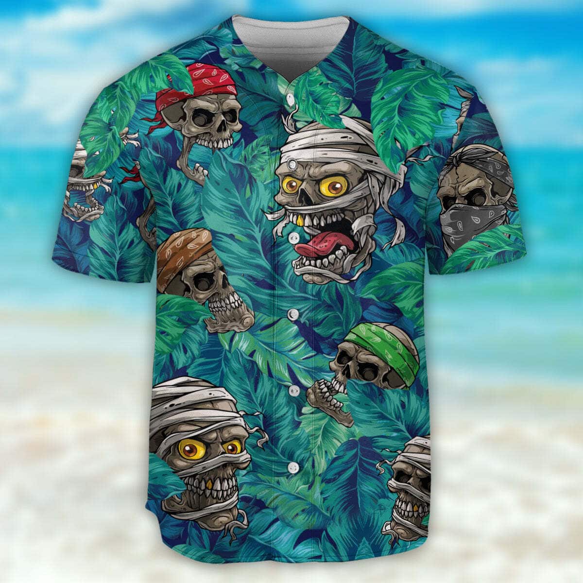 Skull Baseball Jersey Palm Leaves Pattern Gift For Friends Skull Baseball Jersey Palm Leaves Pattern Gift For Friends