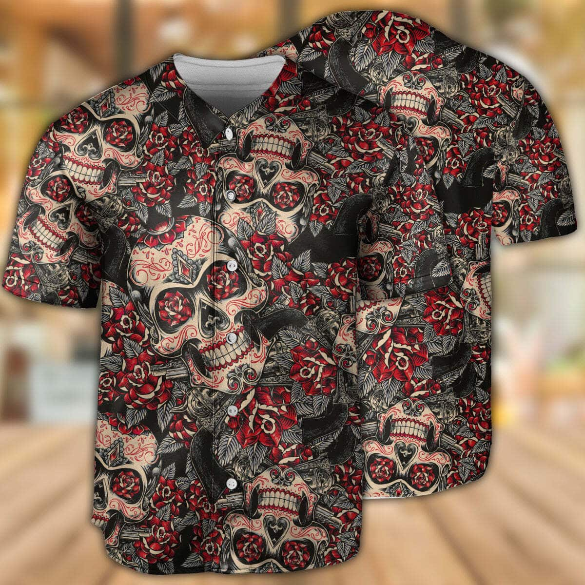 Floral Skull Baseball Jersey Gift For Him