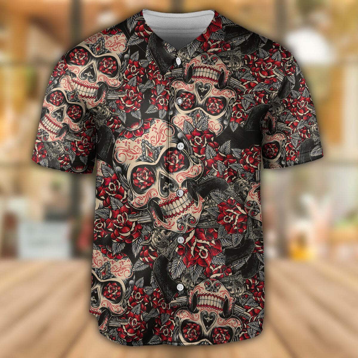 Floral Skull Baseball Jersey Gift For Him Floral Skull Baseball Jersey Gift For Him