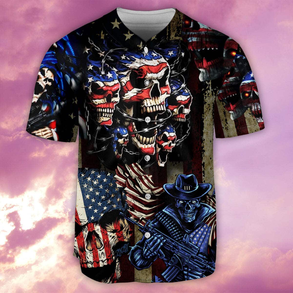 Skull America Angry Baseball Jersey Birthday Gift For Husband Skull America Angry Baseball Jersey Birthday Gift For Husband