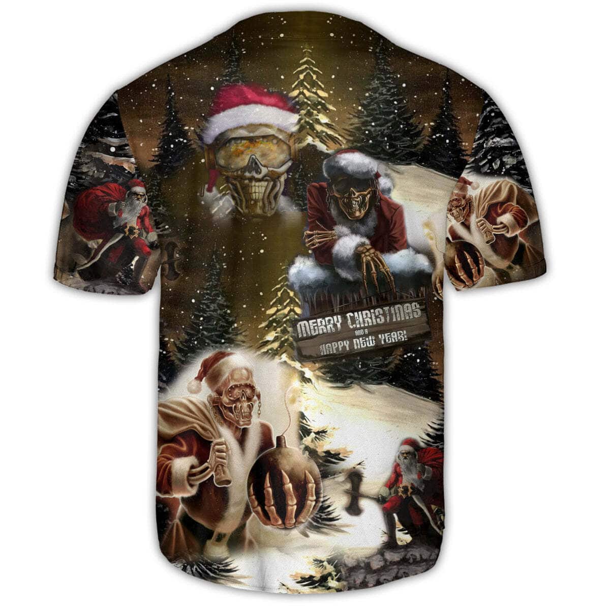 Skull Merry Xmas And Happy New Year Baseball Jersey Sports Gift For Him Skull Merry Xmas And Happy New Year Baseball Jersey Sports Gift For Him
