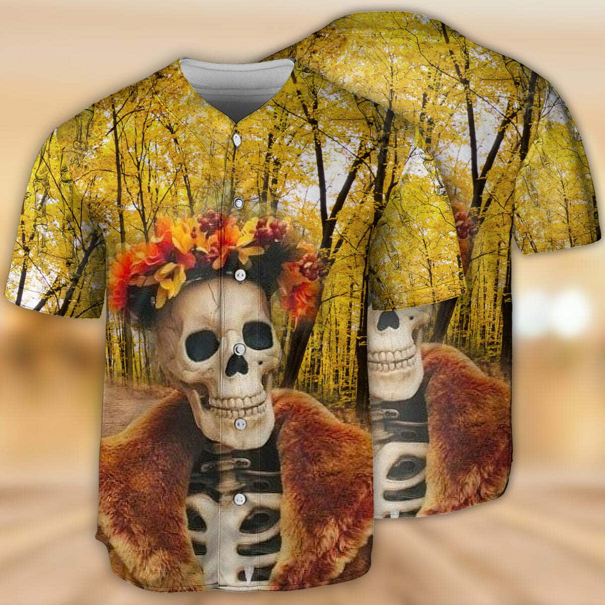 Skull Amazing Skeletonin Autumn Baseball Jersey Gift For Sporty Boyfriend