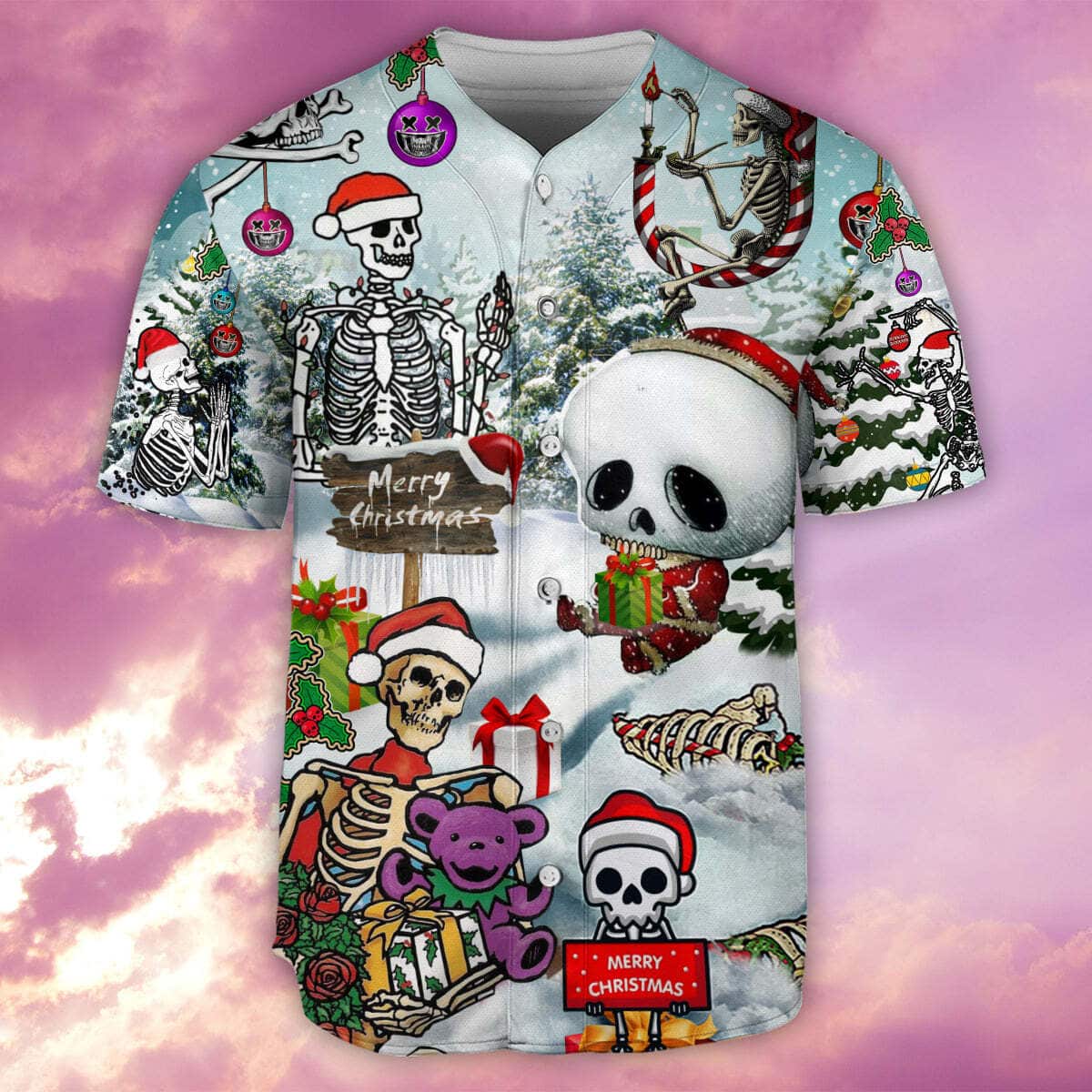 Skull Xmas Snow Baseball Jersey Gift For Sports Dad Skull Xmas Snow Baseball Jersey Gift For Sports Dad