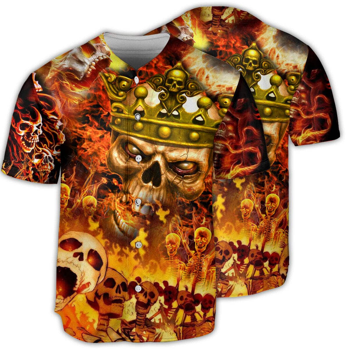 Skull King On Fire Baseball Jersey Gift For Son From Dad