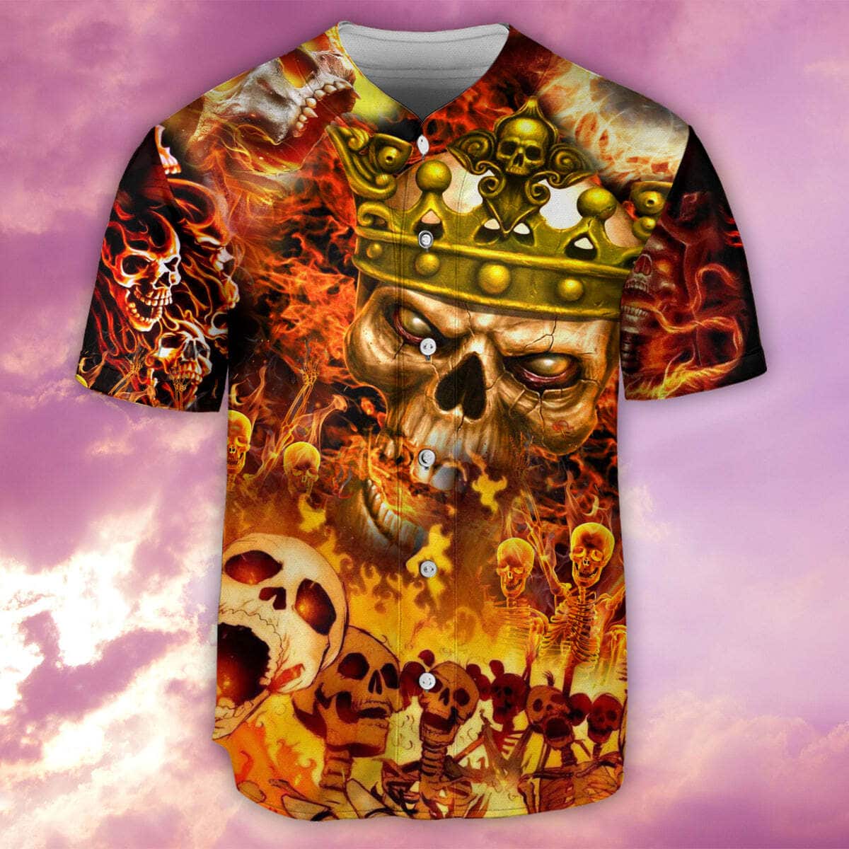 Skull King On Fire Baseball Jersey Gift For Son From Dad Skull King On Fire Baseball Jersey Gift For Son From Dad