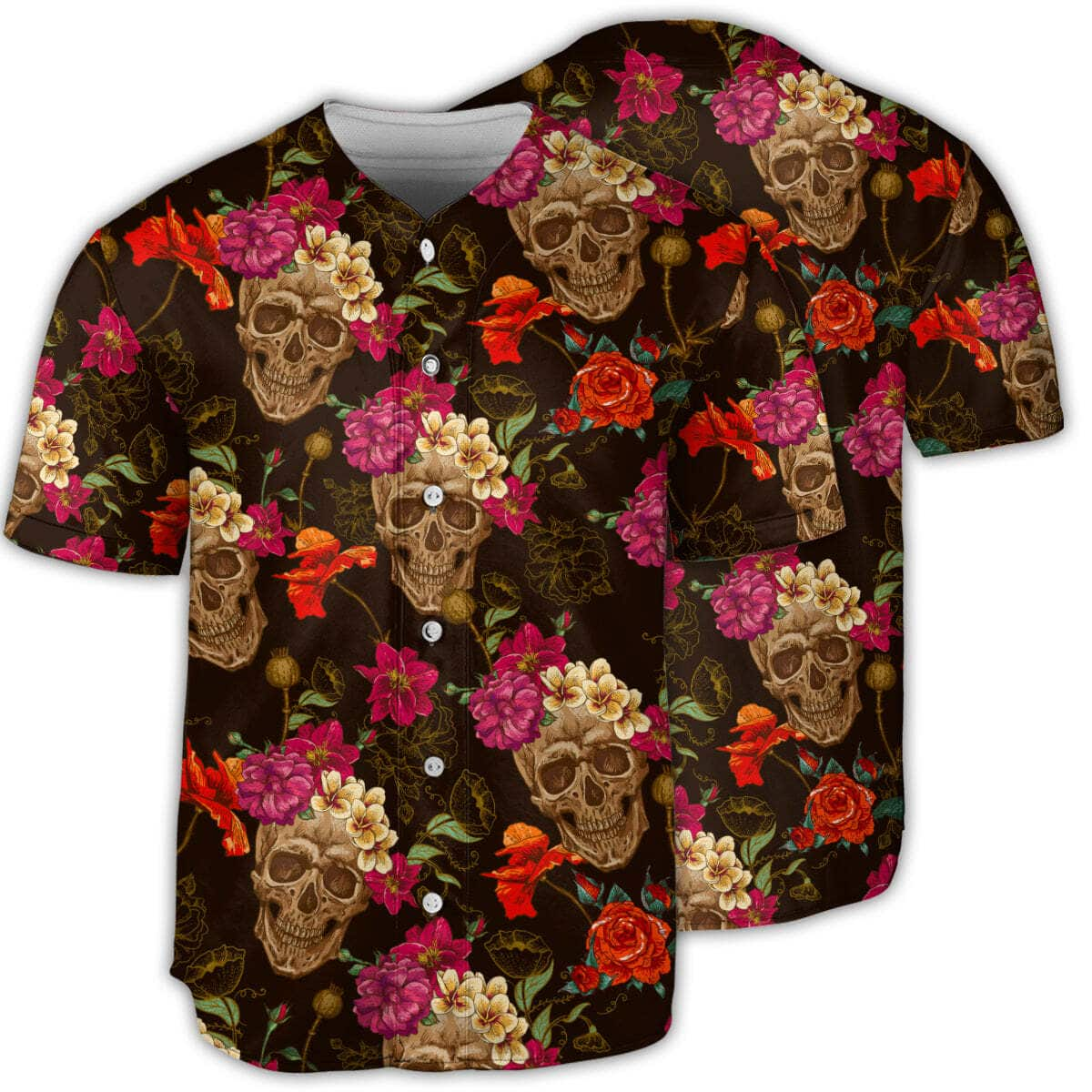 Skull Amazing Flowers Sugar Baseball Jersey Gift For Best Friend