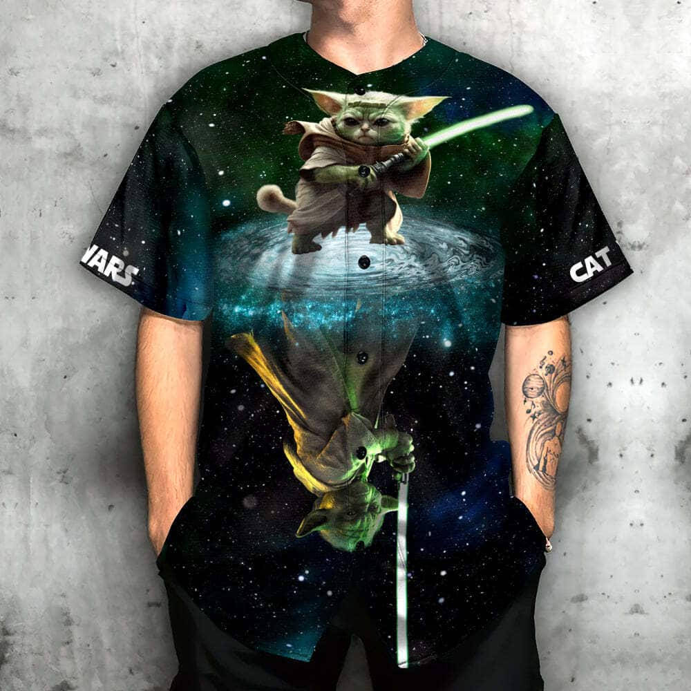 Star Wars Cat Yoda Baseball Jersey Gift For Sports Dad