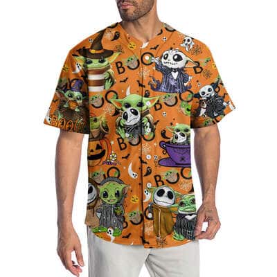Halloween Star Wars Baby Yoda Jack Skellington Baseball Jersey Halloween Star Wars Baby Yoda Jack Skellington Baseball Jersey