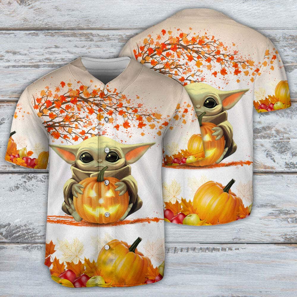 Halloween Star Wars Baby Yoda Baseball Jersey Tricks Or Treat Pumpkin Halloween Star Wars Baby Yoda Baseball Jersey Tricks Or Treat Pumpkin