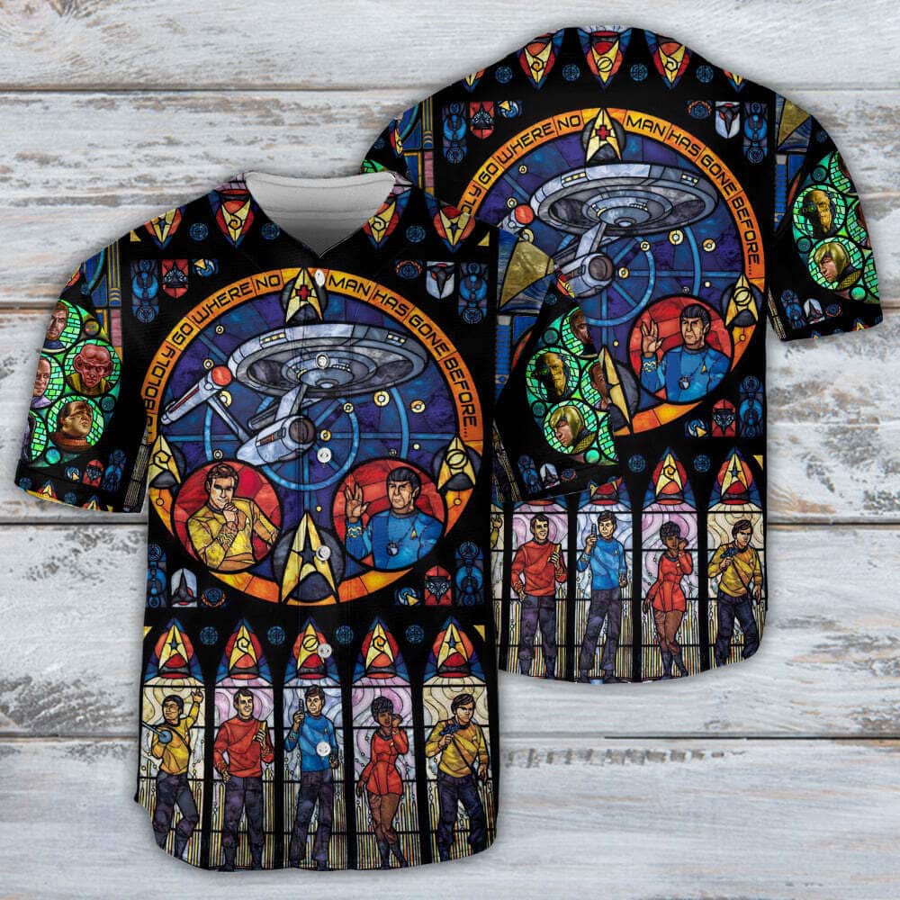 Star Trek Stained Glass Baseball Jersey Gift For Science Fiction Fans Star Trek Stained Glass Baseball Jersey Gift For Science Fiction Fans