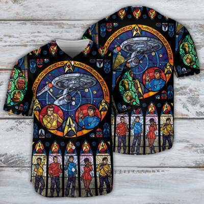 Star Trek Stained Glass Baseball Jersey Gift For Science Fiction Fans