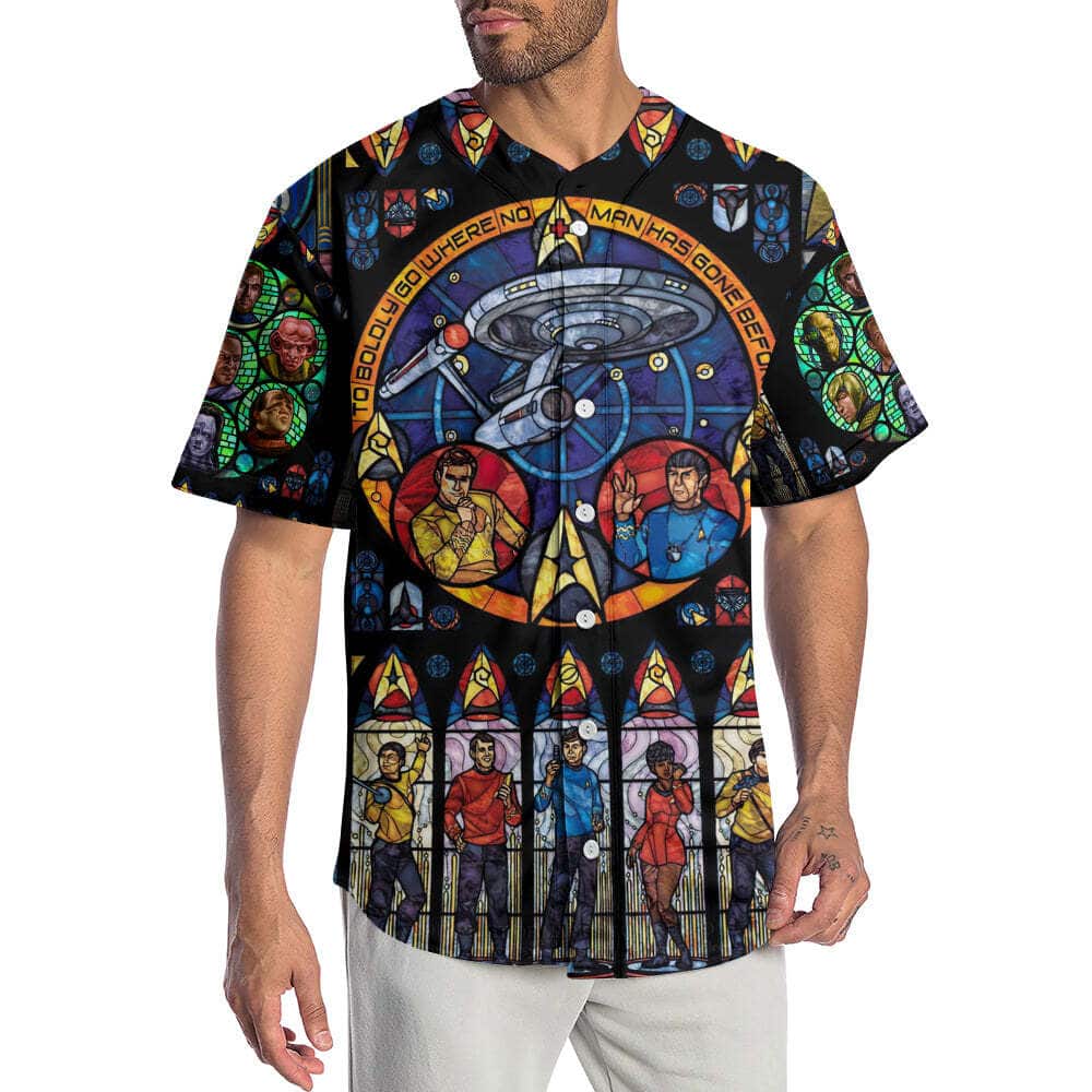 Star Trek Stained Glass Baseball Jersey Gift For Science Fiction Fans Star Trek Stained Glass Baseball Jersey Gift For Science Fiction Fans