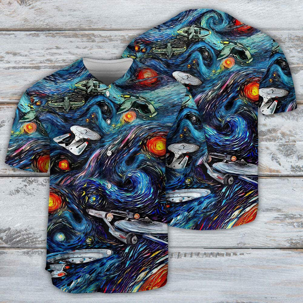 Star Trek Starry Night Fantasy Ships Baseball Jersey Gift For Him