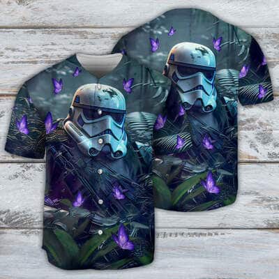 Vintage Stormtrooper In The Jungle With Purple Flowers Baseball Jersey